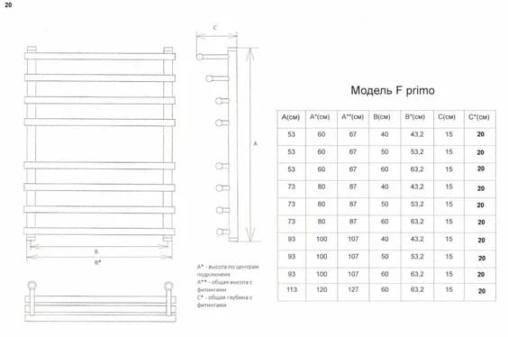 Полотенцесушитель электрический Двин F primo electro 60/40 1-3/41/2 Электрический ТЭН справа белый, лесенка 40x60 см