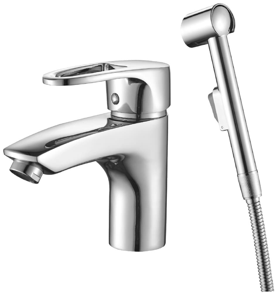 Смеситель для раковины (умывальника) DecoRoom DR70015 с гигиеническим душем, однозахватный