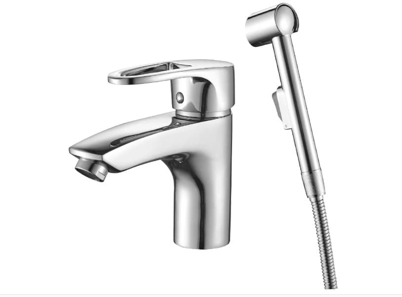 Смеситель для раковины (умывальника) DecoRoom DR70015 с гигиеническим душем, однозахватный