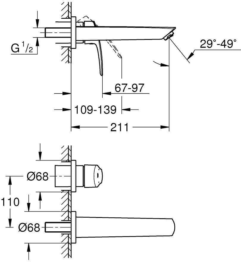 Смеситель для раковины (умывальника) Grohe Eurosmart WH-29338003, однозахватный