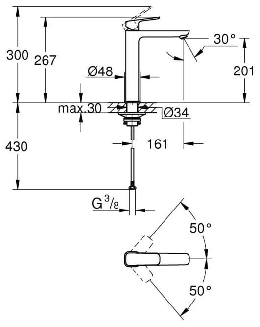 Смеситель для раковины (умывальника) Grohe 1017292430, однозахватный