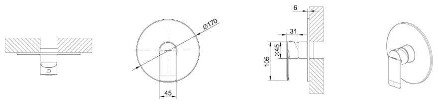 Смеситель для ванны BRAVAT PB8369402RBG-ENG, латунь, цвет золотистый