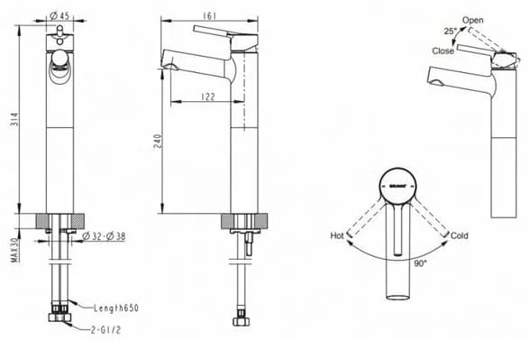 Смеситель для раковины (умывальника) BRAVAT Affability F1172217CP-A-ENG, однозахватный