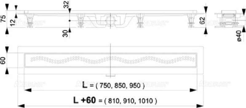 Alcaplast трап APZ9-750M (6х75 см)