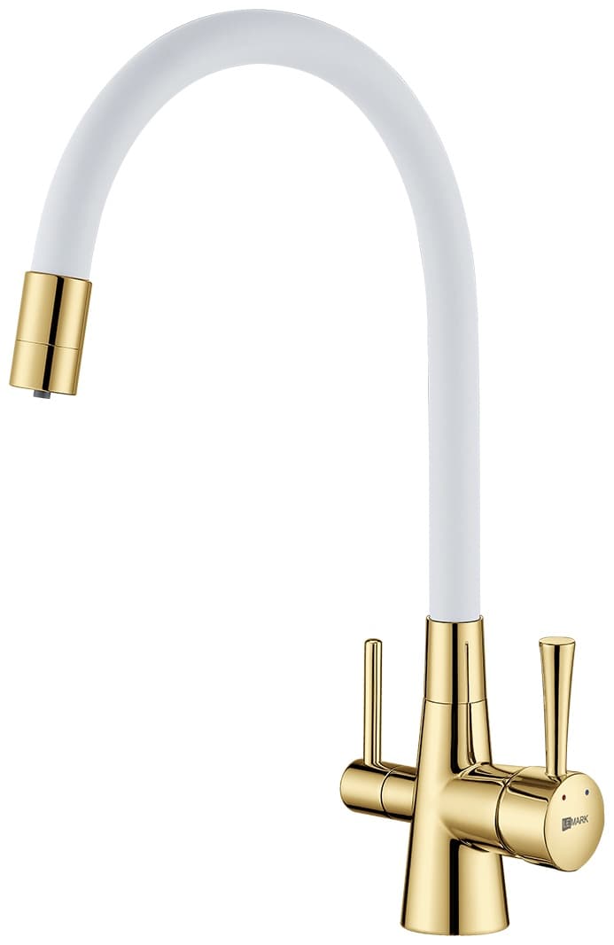 Смеситель с гибким изливом Lemark LM3075G-White, латунь, цвет белый