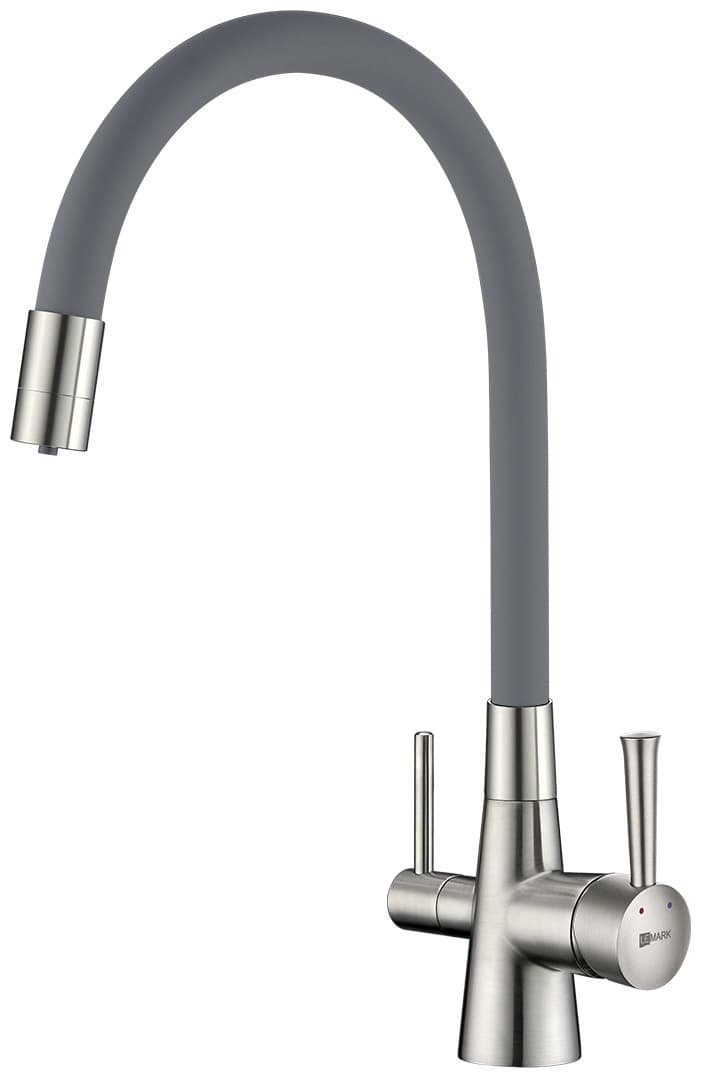 Смеситель с гибким изливом Lemark LM3075G-White, латунь, цвет белый