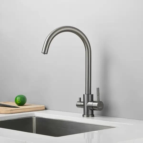 Смеситель для кухни Haiba HB43828-3, латунь, цвет графит