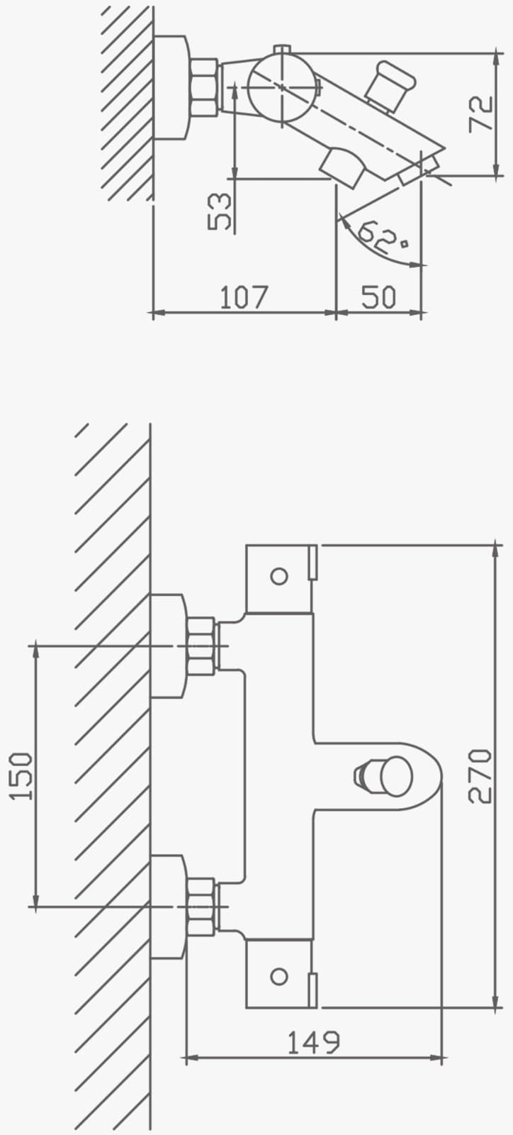 Смеситель для ванны Haiba HB60809, латунь, цвет серебряный