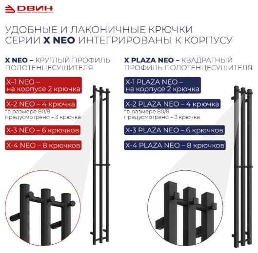 Полотенцесушитель электрический Двин X-2 Plaza neo 120/8, I-образный 8x120 см