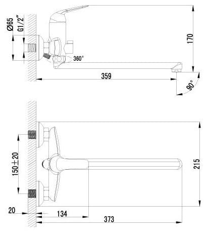 Смеситель универсальный Lemark Plus Advance LM1251C Silver, однозахватный