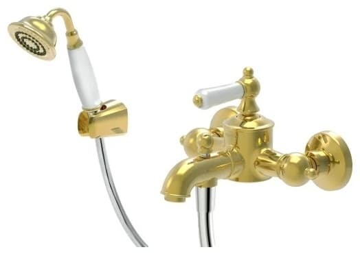 Смеситель для ванны BRAVAT Art River F675109, латунь, цвет белый, золотой