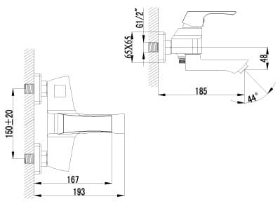 Смеситель для ванны с душем Lemark Unit LM4514C, однозахватный