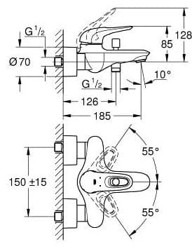 Смеситель для душа Grohe Eurostyle 33591LS3, однозахватный
