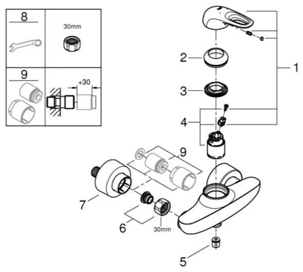 Смеситель для душа Grohe 957090056 EuroStyle New 33590003 , латунь, цвет хром