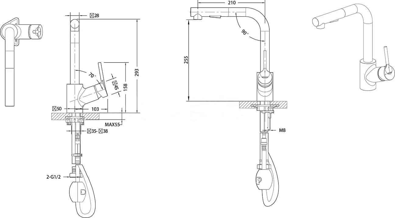 Смеситель для кухни BRAVAT Affability F7172217CP-ENG, латунь, цвет хром