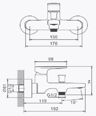 Смеситель для ванны Belz White House BELZ B61713-3, латунь, цвет графит