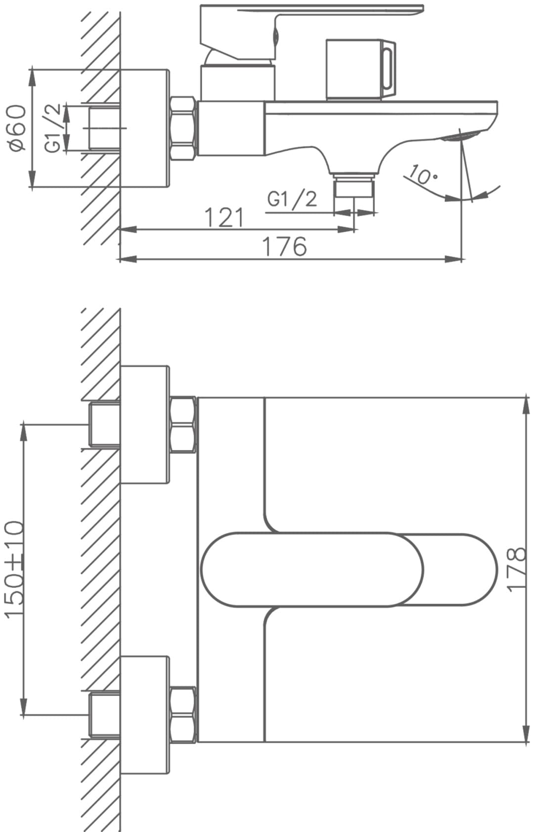 Смеситель для ванны Haiba HB60590, латунь, цвет хром