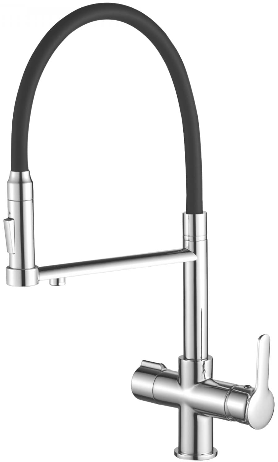 Смеситель с гибким изливом Haiba HB76854, латунь, цвет черный, хром