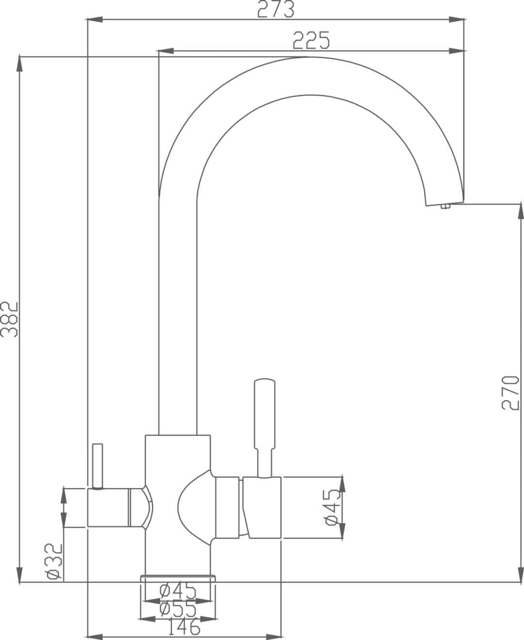 Смеситель для кухни Haiba HB76840, латунь, цвет хром