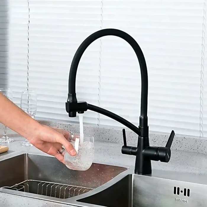 Смеситель с гибким изливом Haiba HB76855-7, латунь, цвет черный
