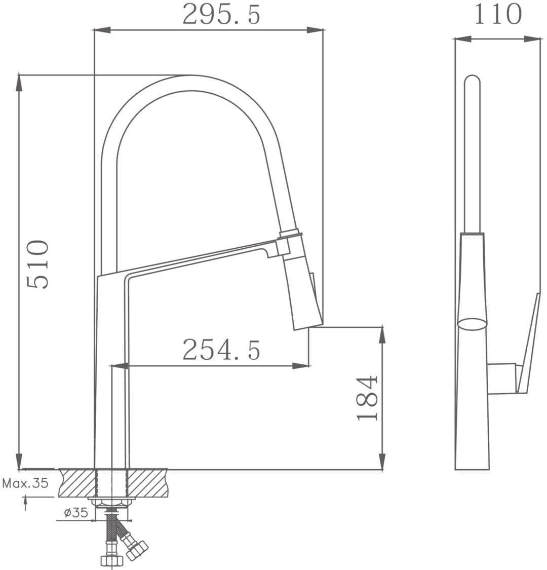 Смеситель с гибким изливом Haiba HB73827, латунь, цвет серый, хром