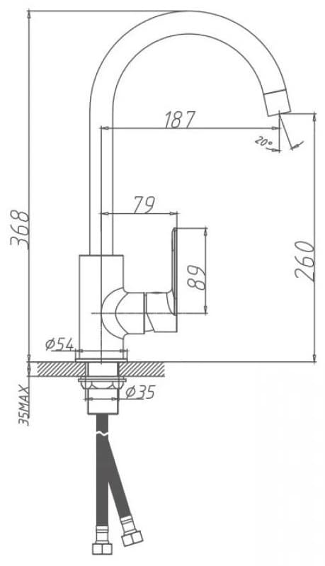 Смеситель для кухни Haiba HB70505-3, латунь, цвет графит