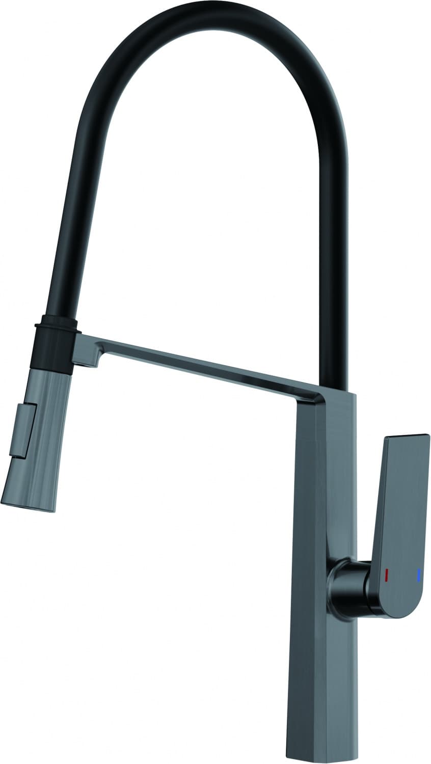 Смеситель с гибким изливом Haiba HB73827-3, латунь, цвет черный, графит