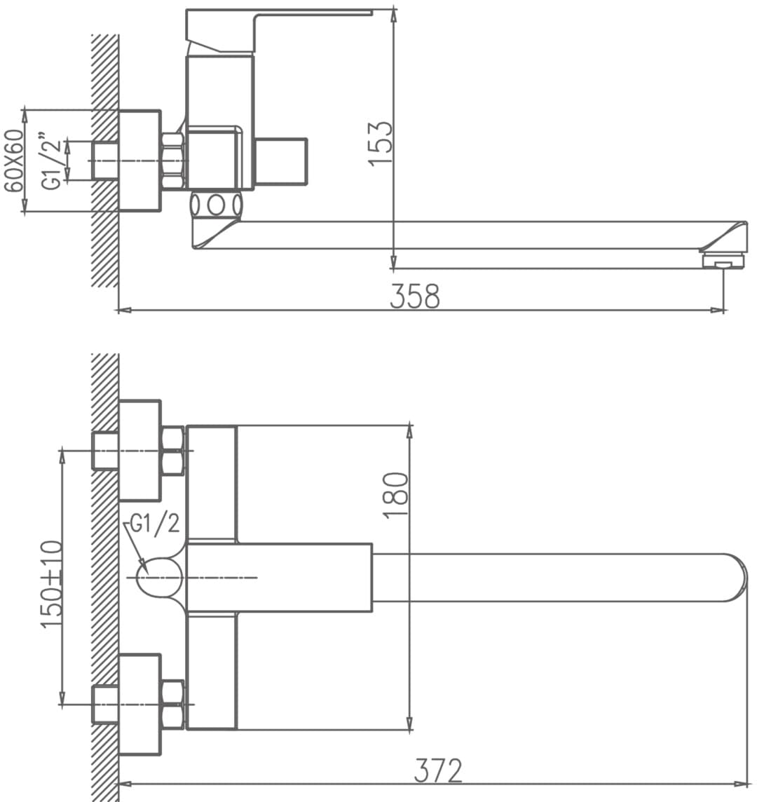 Смеситель для ванны Haiba HB22191, латунь, цвет хром