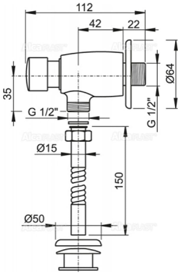 Alcaplast кран сливной ATS001, латунь