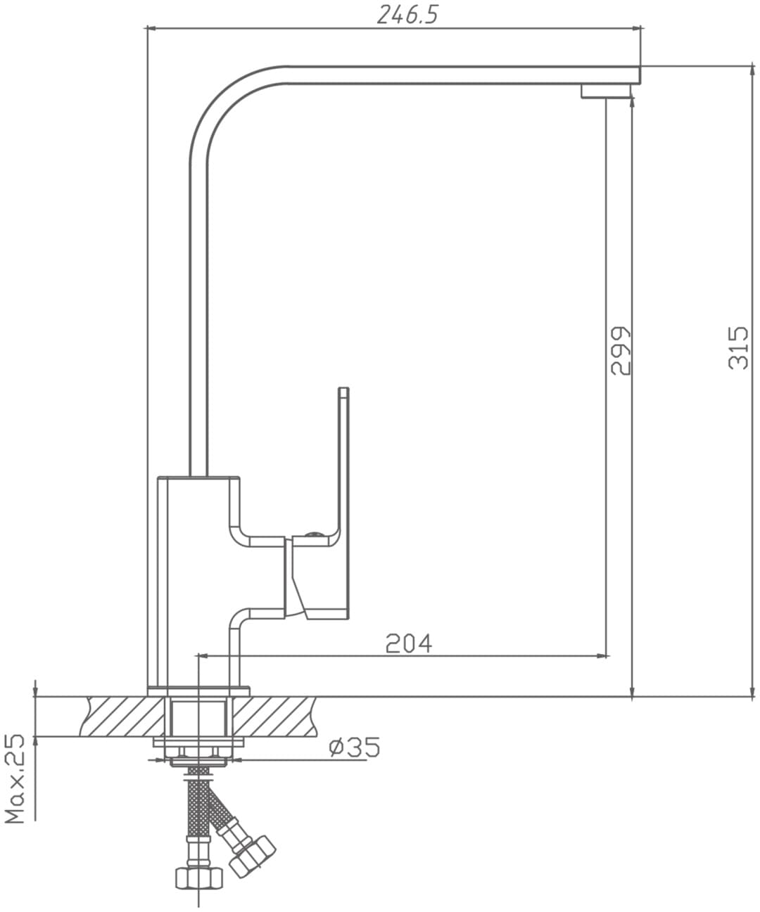 Смеситель для кухни Haiba HB70615-7, латунь, цвет черный