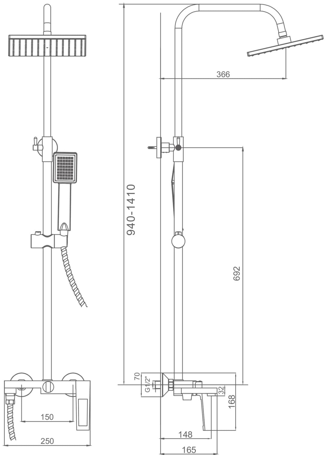 Haiba душевой набор (гарнитур) HB24817, пластик
