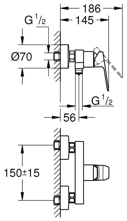 Смеситель для душа Grohe Cubeo 1018240000, латунь, цвет хром