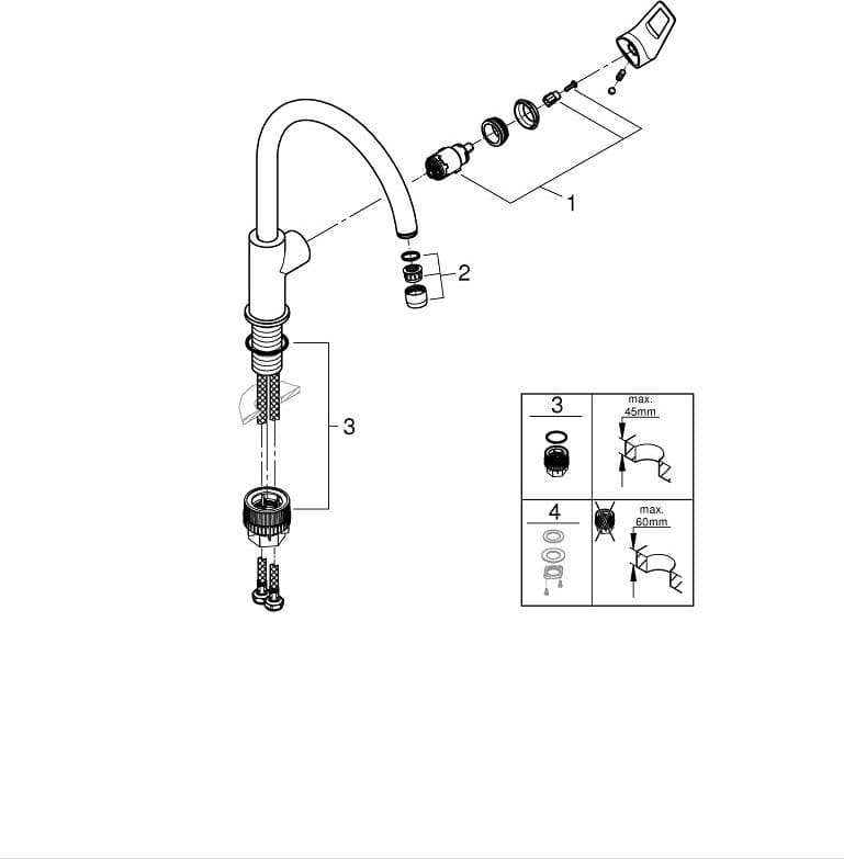 Смеситель для кухни Grohe White House Grohe BauLoop 31232001, латунь, цвет хром