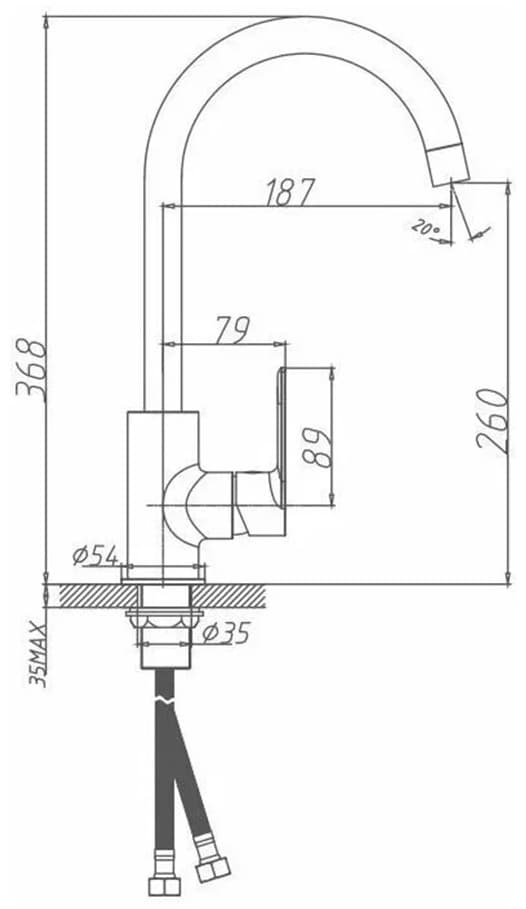 Смеситель для кухни Haiba HB71505, латунь, цвет хром