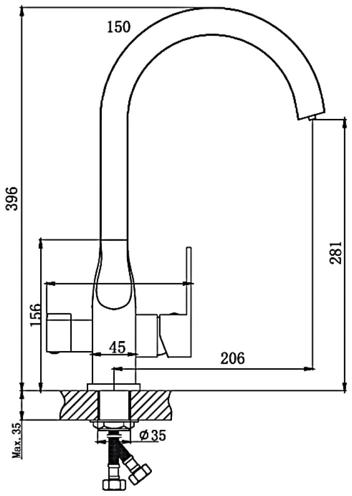 Смеситель Haiba Haiba HB76533-3, латунь, цвет темно-серый
