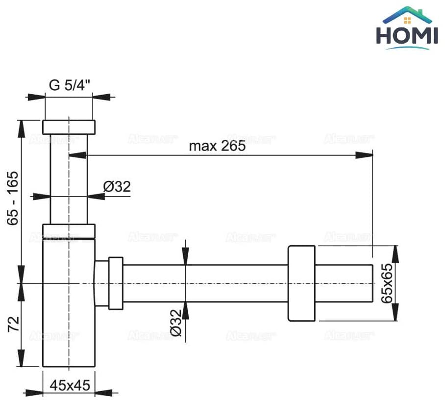 Сифон Alcaplast EdgeFlow Basin Siphon Chrome 32 мм