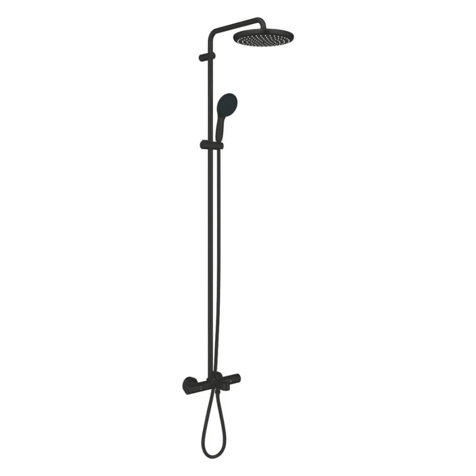 Душевая система GROHE Tempesta System 250 с термостатом для ванны, настенный монтаж, матовый черный (266722431)