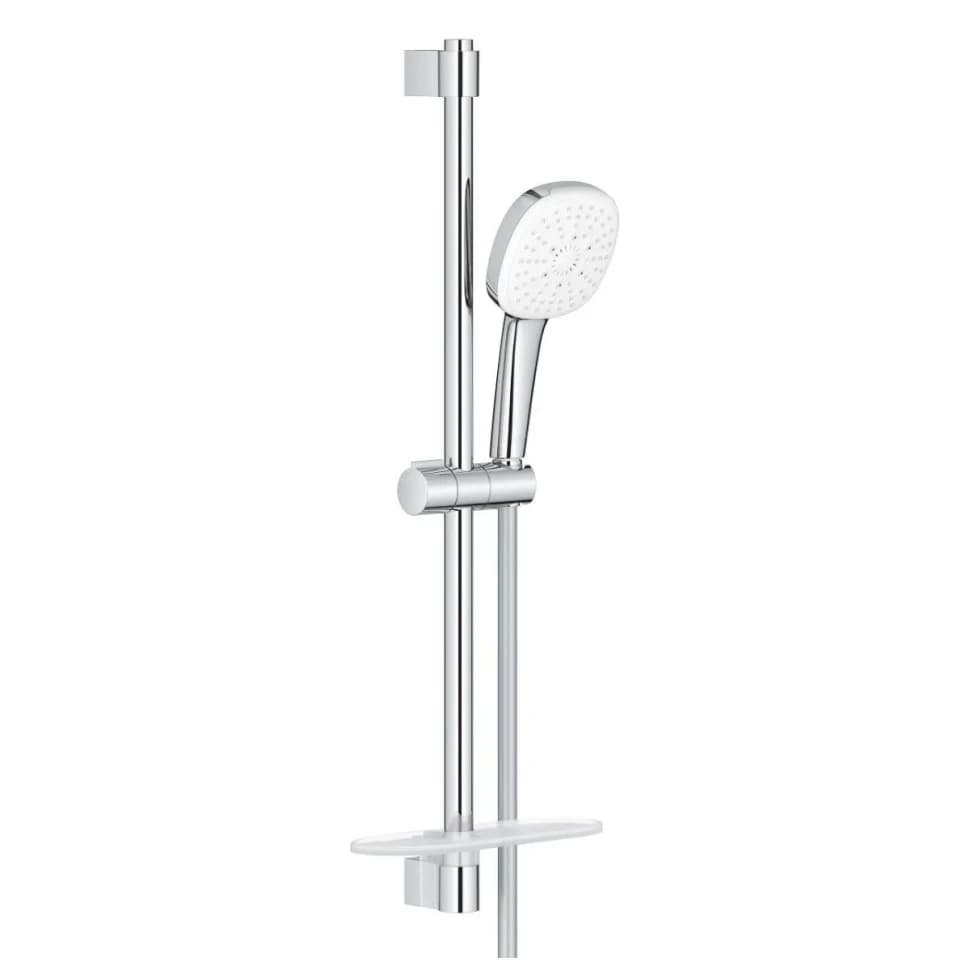 Душевой гарнитур GROHE Tempesta 110 Cube лейка 3 режима, штанга 600 мм, 13,5 л/мин, с полочкой (27929003)