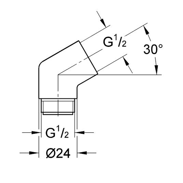 Переходник 1/2x1/2, угловой, хром Grohe Sena 28389000