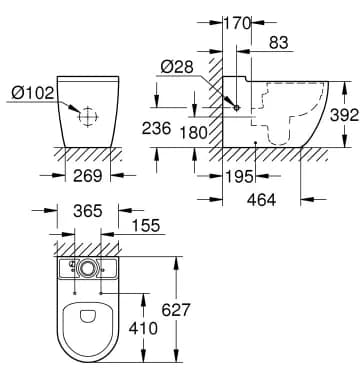 Grohe StartLoop Ceramic, унитаз напольного монтажа (39910000)