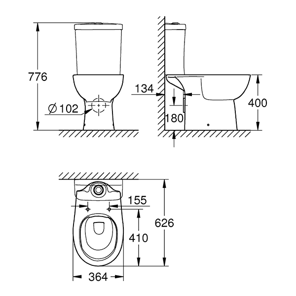 Унитаз напольный безободковый Grohe Bau Ceramic 39349000