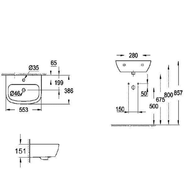 Раковина 55 Подвесная Grohe Bau Ceramic 39440000