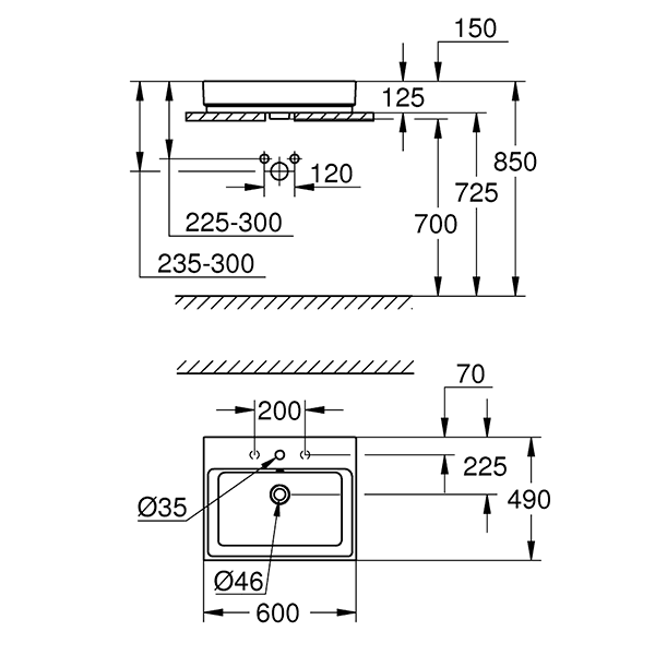Раковина 60 накладная Grohe Euro CUBE (квадрат)