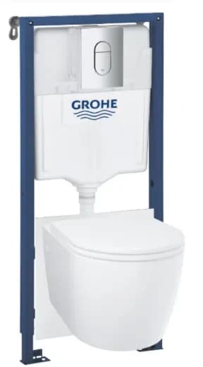 Инсталляция GROHE Rapid SL 5-1 с подвесным унитазом Bau ceramic,панель Arena Cosmopolitan (103849SH00)