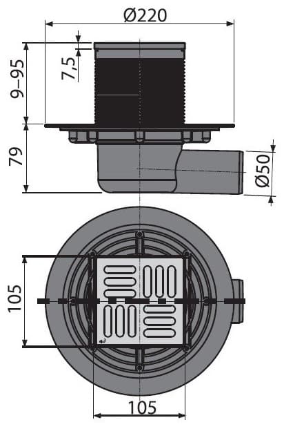 Alcaplast трап APV101 (10.5 х 10.5 см)