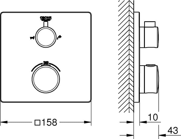 Смеситель для ванны с душем Grohe Grohtherm 24080000, двухзахватный