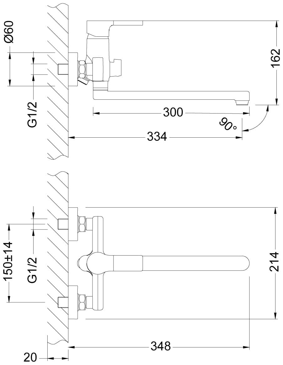 Смеситель для ванны с душем Lemark LM0651C, однозахватный