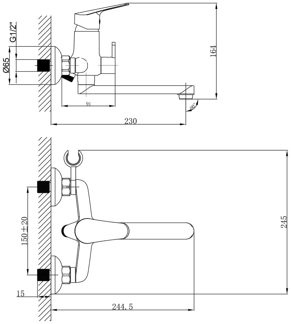 Смеситель для ванны Lemark Partner LM6513C, латунь, цвет хром
