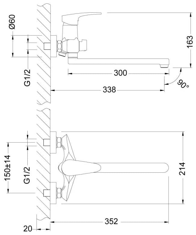 Смеситель для ванны Lemark Linara LM0451C, латунь, цвет серебристый