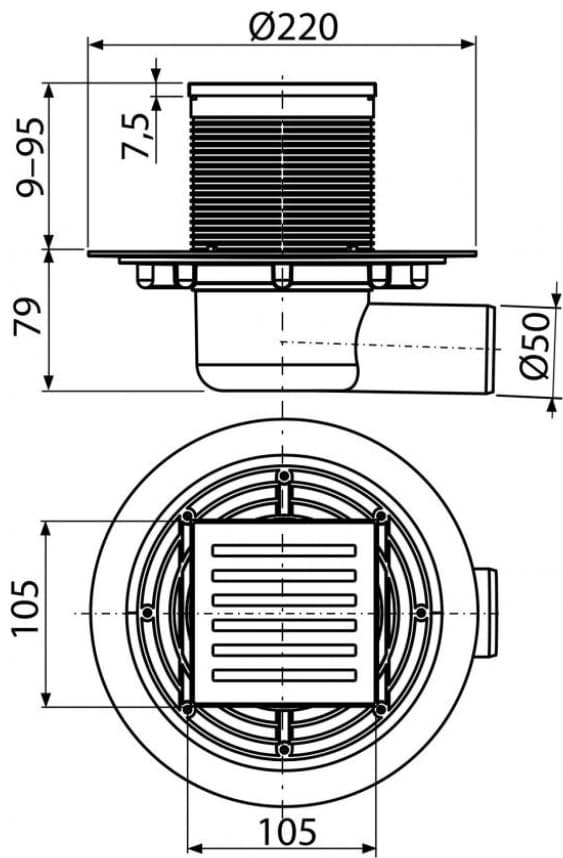 Alcadrain трап APV103 (105х105 см)